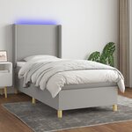 vidaXL Sommier à lattes de lit matelas LED Gris clair 90x190cm Tissu