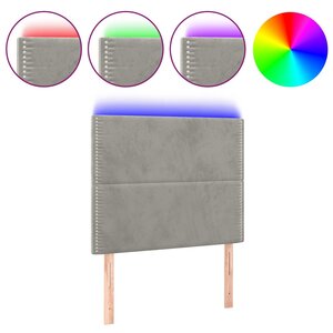 vidaXL Tête de lit à LED Gris clair 100x5x118/128 cm Velours
