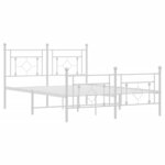 vidaXL Cadre de lit métal avec tête de lit/pied de lit blanc 140x190cm