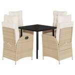 vidaXL Ensemble à manger de jardin avec coussins 5Pièces Beige poly rotin