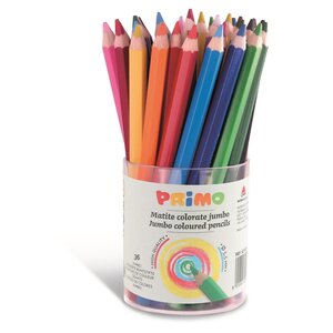 Pot de 36 crayons de couleur géants hexagonaux laqués 12 couleurs. Ø 5.5mm PRIMO