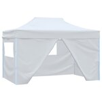 vidaXL Tente pliable de réception avec 4 parois 3 x 4 5 m Blanc