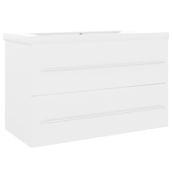 vidaXL Armoire d'évier avec lavabo intégré Blanc Aggloméré