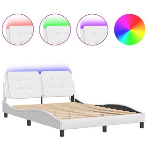 vidaXL Cadre de lit avec lumières LED blanc 140x190 cm similicuir