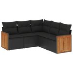 vidaXL Salon de jardin 5 Pièces avec coussins noir résine tressée