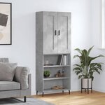 vidaXL Buffet haut Gris béton 69 5x34x180 cm Bois d'ingénierie