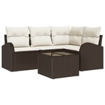 Ensemble de canapé de jardin vidaXL 4 pièces avec coussins gris en rotin poly