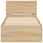 vidaXL Cadre de lit tête de lit et lumières LED chêne sonoma 90x190 cm