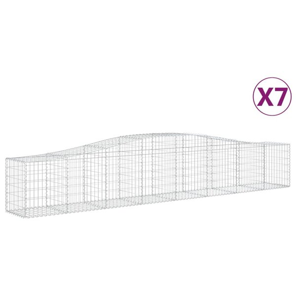 vidaXL Paniers à gabions arqués 7 Pièces 400x50x60/80 cm Fer galvanisé