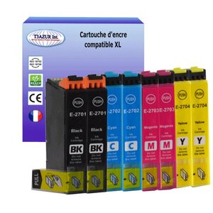 8 Cartouches Compatibles pour Epson WorkForce WF7620DTWF, WF7710DWF, WF7715DWF, WF7720DTWF remplace Epson T27XL- T3AZUR
