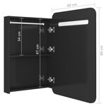 vidaXL Armoire de salle de bain à miroir LED noir brillant 60x11x80 cm