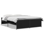 vidaXL Cadre de lit noir 135x190 cm bois d'ingénierie et métal
