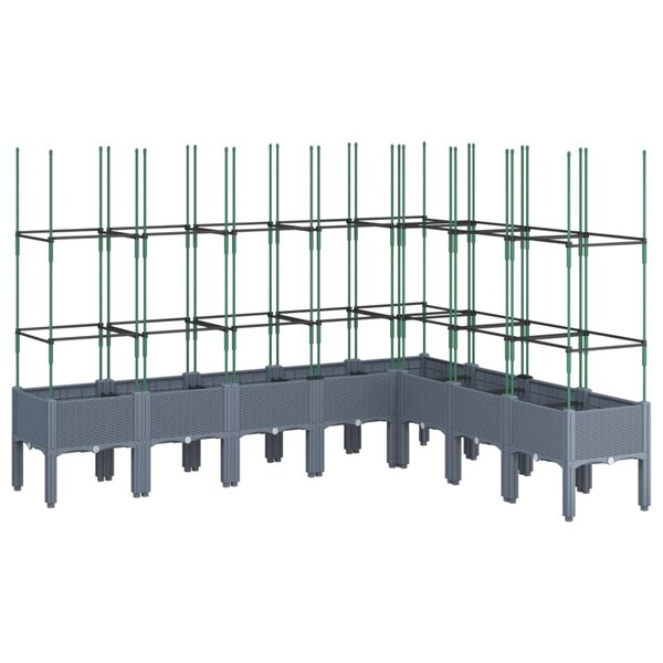 vidaXL Jardinière avec treillis gris 200x160x142 5 cm PP