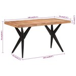 vidaXL Table à dîner noir 140x70x76 cm bois d'acacia solide