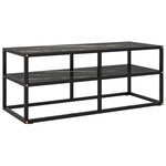 vidaXL Meuble TV noir avec verre marbre noir 100x40x40 cm