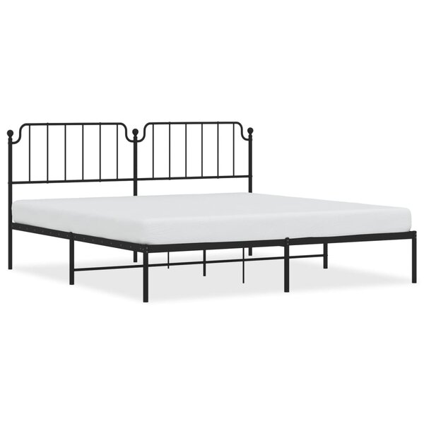 vidaXL Cadre de lit métal avec tête de lit noir 200x200 cm