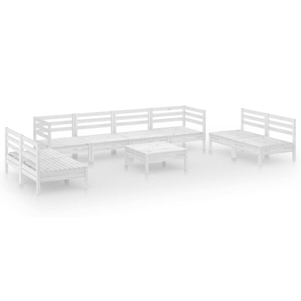 vidaXL Salon de jardin 9 Pièces Blanc Bois de pin massif