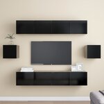 vidaXL Ensemble de meuble TV 6 Pièces Noir Bois d'ingénierie