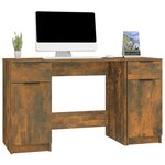 vidaXL Bureau avec armoire latérale Chêne fumé Bois d'ingénierie