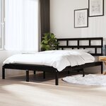 vidaXL Cadre de lit Noir Bois de pin massif 140x190 cm