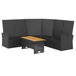 vidaXL Salon de jardin 2 Pièces avec coussins Noir Résine tressée