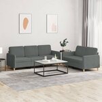 vidaXL Ensemble de canapés 2 Pièces avec coussins Gris foncé Tissu