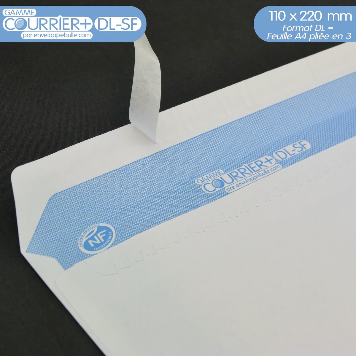 lot de 1000 petites enveloppes courrier DL avec fenêtre 45 x100 - papier  velin blanc 80g/m² format 110 x 220 mm une enveloppe blanche avec fermeture  bande adhésive autocollante siliconnée : : Fournitures de bureau