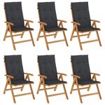 vidaXL Chaises de jardin inclinables et coussins lot de 6 bois teck