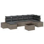 vidaXL Ensemble de canapé de jardin de 7 pièces avec coussins gris en rattan synthétique