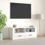 vidaXL Meuble TV Blanc brillant 100x35x40 cm Bois d'ingénierie