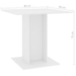 vidaXL Table à manger Blanc 80x80x75 cm bois d'ingénierie
