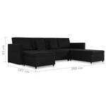 vidaXL Canapé-lit extensible à 4 places tissu noir