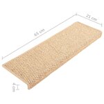 vidaXL Tapis d'escalier autocollants 15 Pièces 65x21x4 cm Beige clair