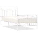 vidaXL Cadre de lit métal avec tête de lit/pied de lit blanc 90x200 cm