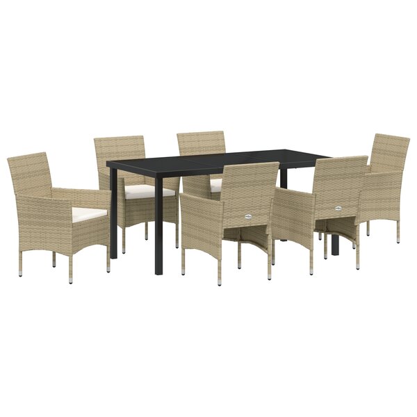 vidaXL Ensemble de Salle à Manger de Jardin 7 Pièces Beige Rotin Synthétique