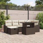 vidaXL Ensemble de 7 pièces de canapé de jardin avec coussins marron en poly rattan