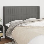 vidaXL Tête de lit avec oreilles Gris foncé 183x16x118/128 cm Tissu