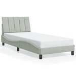 vidaXL Cadre de lit avec lumières LED gris clair 90x200 cm velours