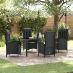 vidaXL Ensemble de salle à manger de jardin 5 pièces Noir Rattan poly