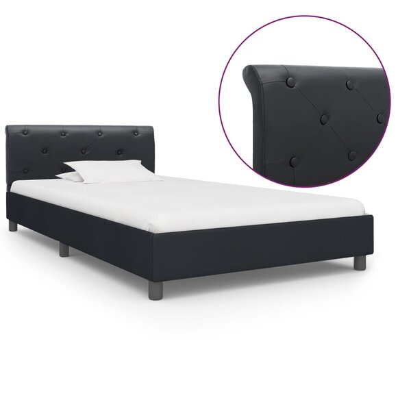 vidaXL Cadre de lit Noir Similicuir 90 x 200 cm