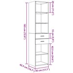 vidaXL Buffet haut gris béton 45x42 5x185 cm bois d'ingénierie