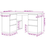 vidaXL Bureau d'angle Noir 145x100x76 cm Bois d'ingénierie