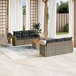 vidaXL Salon de jardin avec coussins 7 Pièces gris résine tressée