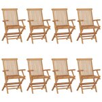 vidaXL Chaises de jardin avec coussins taupe lot de 8 Bois teck massif