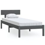 vidaXL Cadre de lit Gris Bois de pin massif 100x200 cm