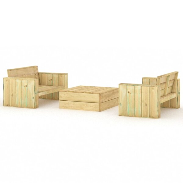 vidaXL Salon de jardin 3 Pièces Bois massif de pin imprégné