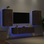 vidaXL Unités murales TV avec LED 4 Pièces chêne fumé bois d'ingénierie
