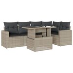 vidaXL Salon de jardin 6 Pièces avec coussins gris clair résine tressée