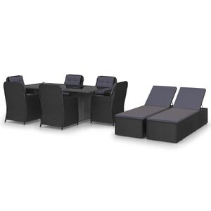 vidaXL Ensemble à manger de jardin 9 Pièces Résine tressée Noir