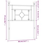 vidaXL Tête de lit métal noir 75 cm